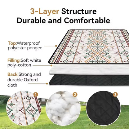 Large Beach Blanket & Mat (200X200Cm): Waterproof Picnic Blanket with Carrying Handle – for Camping, Beach