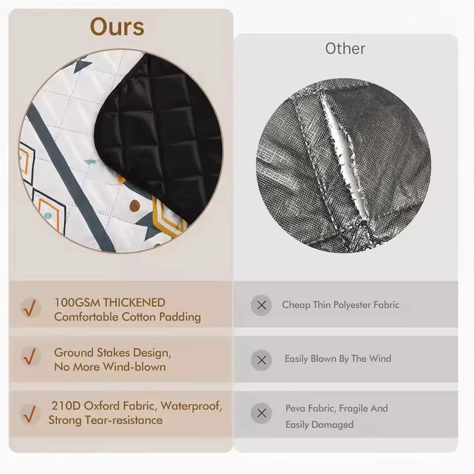 Large Beach Blanket & Mat (200X200Cm): Waterproof Picnic Blanket with Carrying Handle – for Camping, Beach