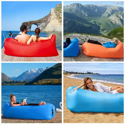 Inflatable Lounger Beach Chair Accessories Air Sofa Hammock for Outdoor Camping Backyard Lakeside with Compression Sack