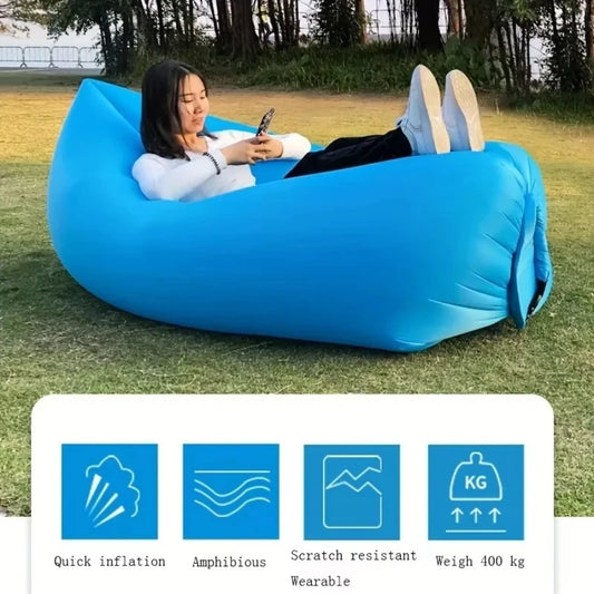 Inflatable Sofa Bag Portable Camping Sofa Mattress Music Festival Recliner Outdoor Mat Air Cushion Beach Lounger