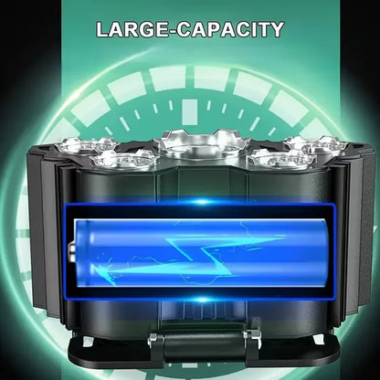 5 LED Flashlight Rechargeable with Built in Lithium Battery Strong Head Light Camping Adventure Fishing Cycling Headlamp