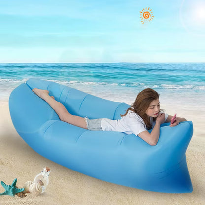 Inflatable Lounger Beach Chair Accessories Air Sofa Hammock for Outdoor Camping Backyard Lakeside with Compression Sack