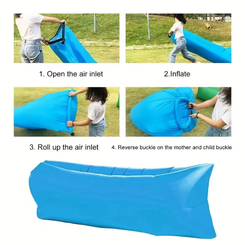 Inflatable Lounger Beach Chair Accessories Air Sofa Hammock for Outdoor Camping Backyard Lakeside with Compression Sack
